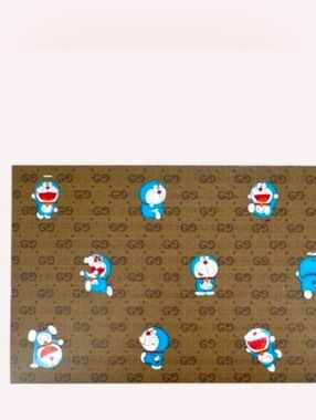 Gucci Brown Monogram Canvas with Blue Doraemon Motifs